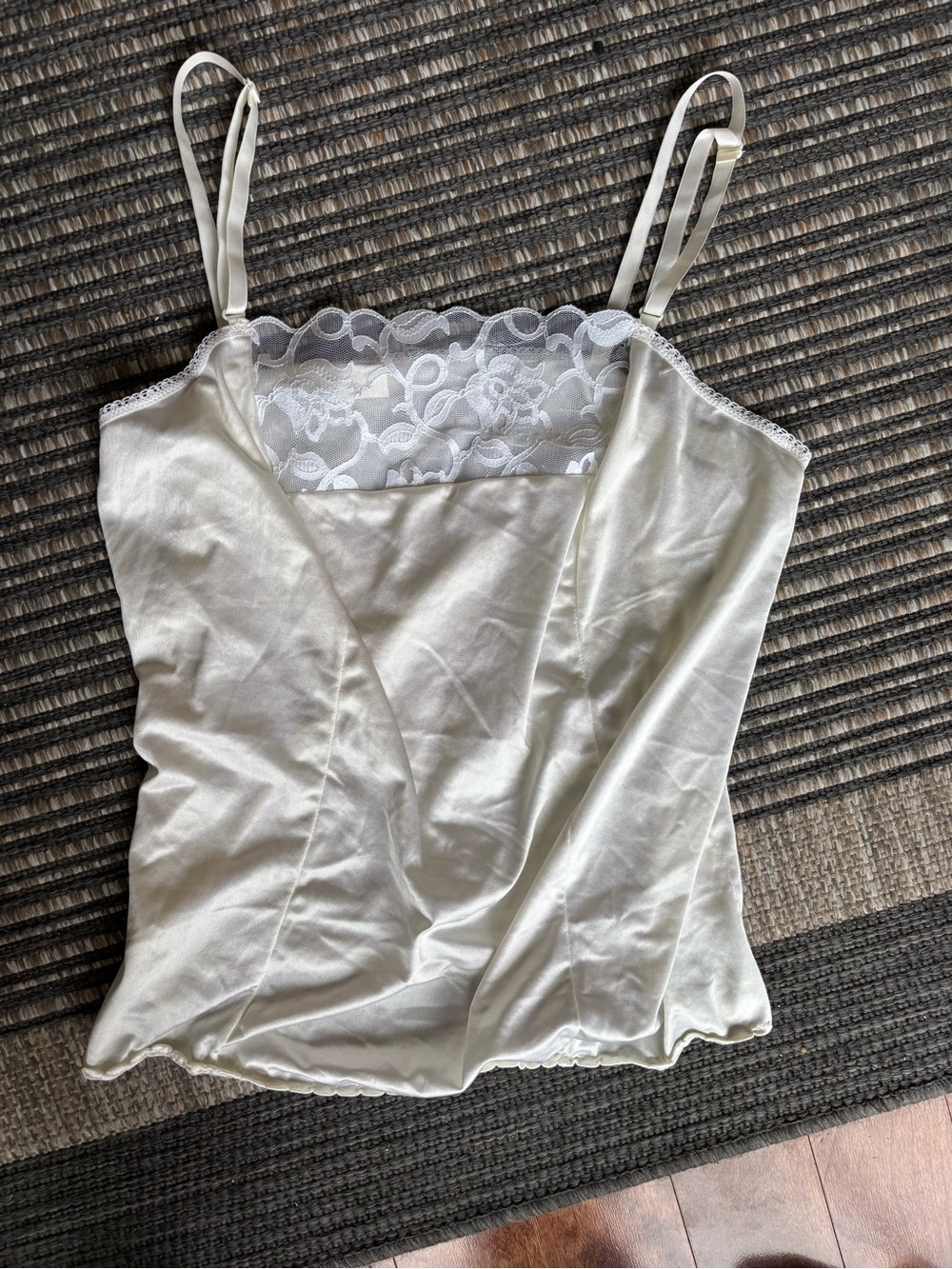 Lace Trim Satin Camisole in Ivory